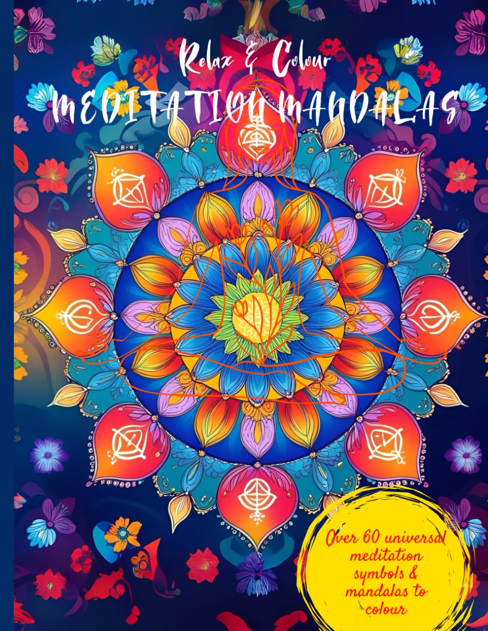 Meditation Mandalas: A Calming Adult Coloring Book for Mindfulness and Stress Relief: Intricate Mandalas and universal meditation symbols for Relaxation, Inner Peace, and Creative Expression
