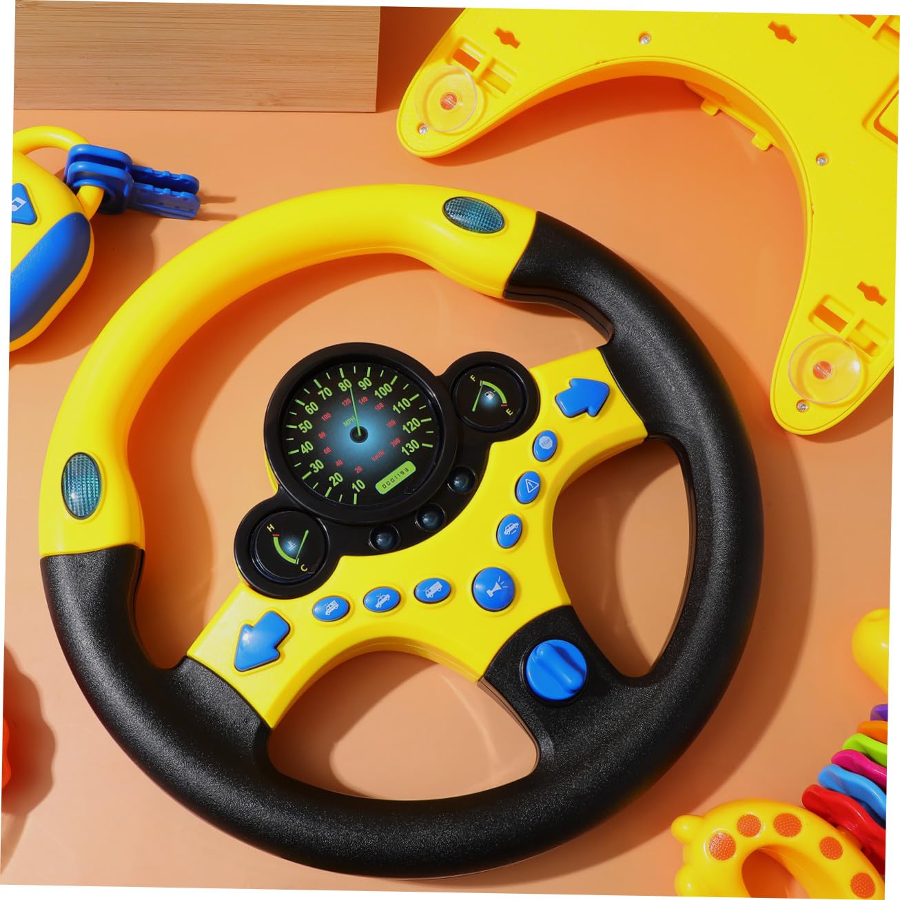 Toddmomy Volante Giocattolo Per Bambini Con Luci e Musica, Mini Volante Di Simulazione Guida Educativa Portatile Per Gioco Di Ruolo e Apprendimento Interattivo Famiglia