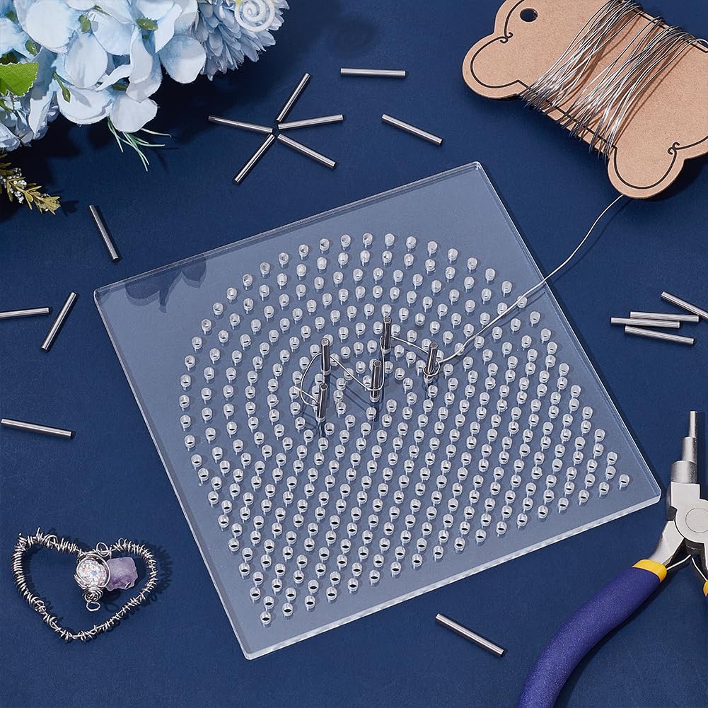 UNICRAFTALE Art Wire Jig Kit Wire Wrapping Tool Transparent Square Jig with Stainless Steel Wire 30Pcs Metal Pegs Jewelry Making Tools for Wire Wrapping Kit and Craft Creation - Image 4