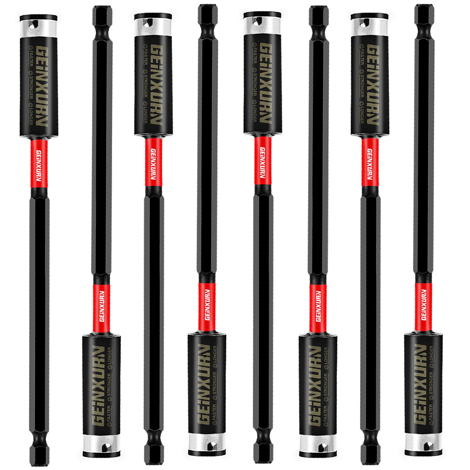 Geinxurn 6Inches Impact Magnetic Screwdriver Bit Holders, 8PACK Extension Socket Drill Bit Holder S2 Alloy Steel Hex Shank Quick-Change Drill Bit
