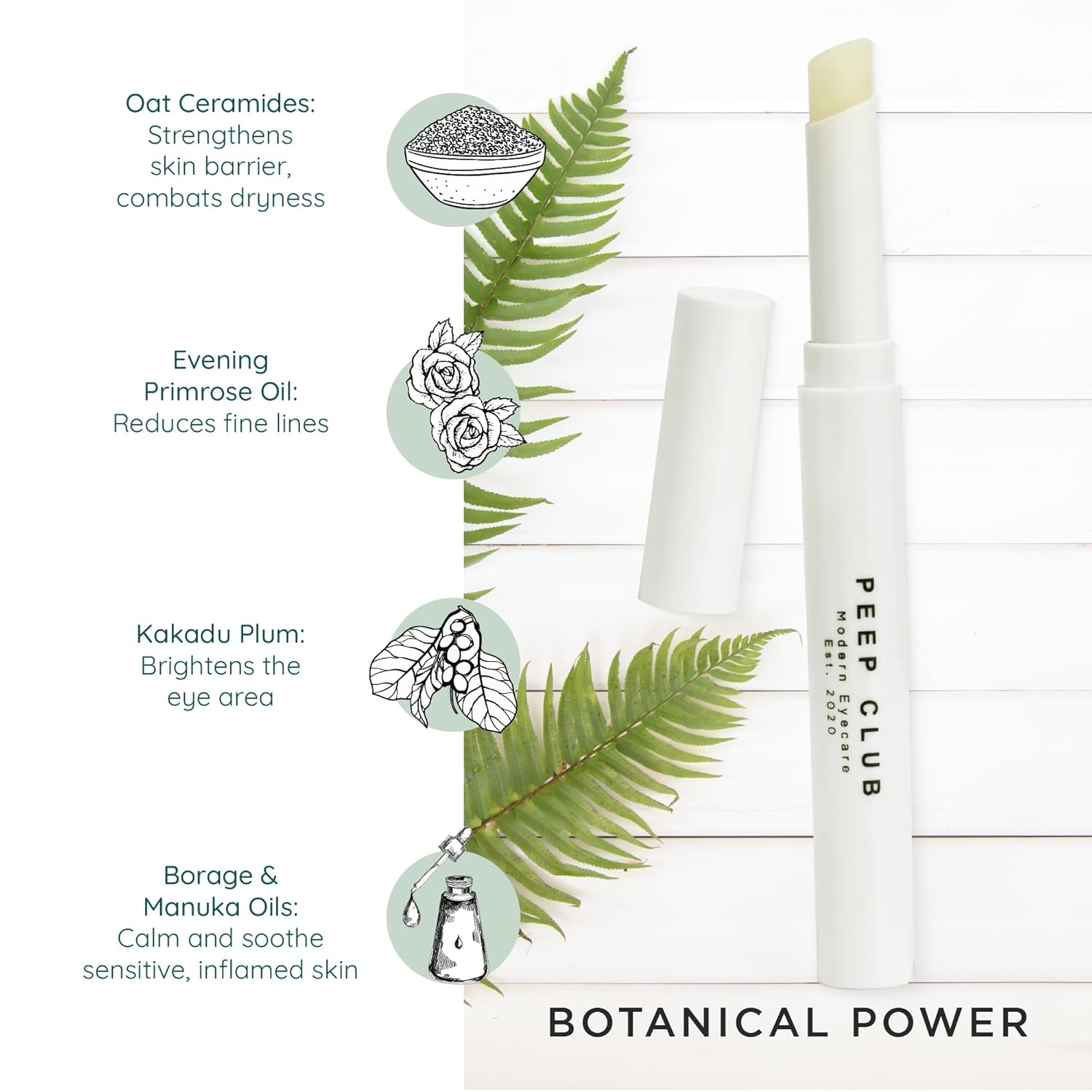 Peep Club Anti-Aging LidStick – Optometrist Formulated Overnight Eye Balm For Fine Lines, Hydrating, Soothing, Perfect for Sensitive Eyes, Oat Ceramides, Primrose & Manuka Oil, Vit C, Travel-Friendly - Image 3