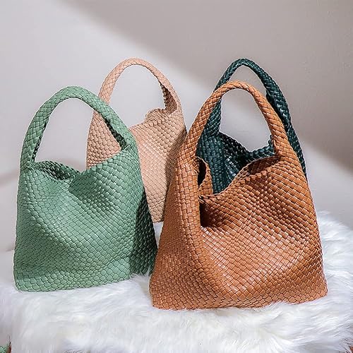 Miniatura 2 de Bolsos de cuero para mujer, bolsos de hombro de moda, bolso de mano tejido, bolso de mano con asa superior, bolsas de cubo