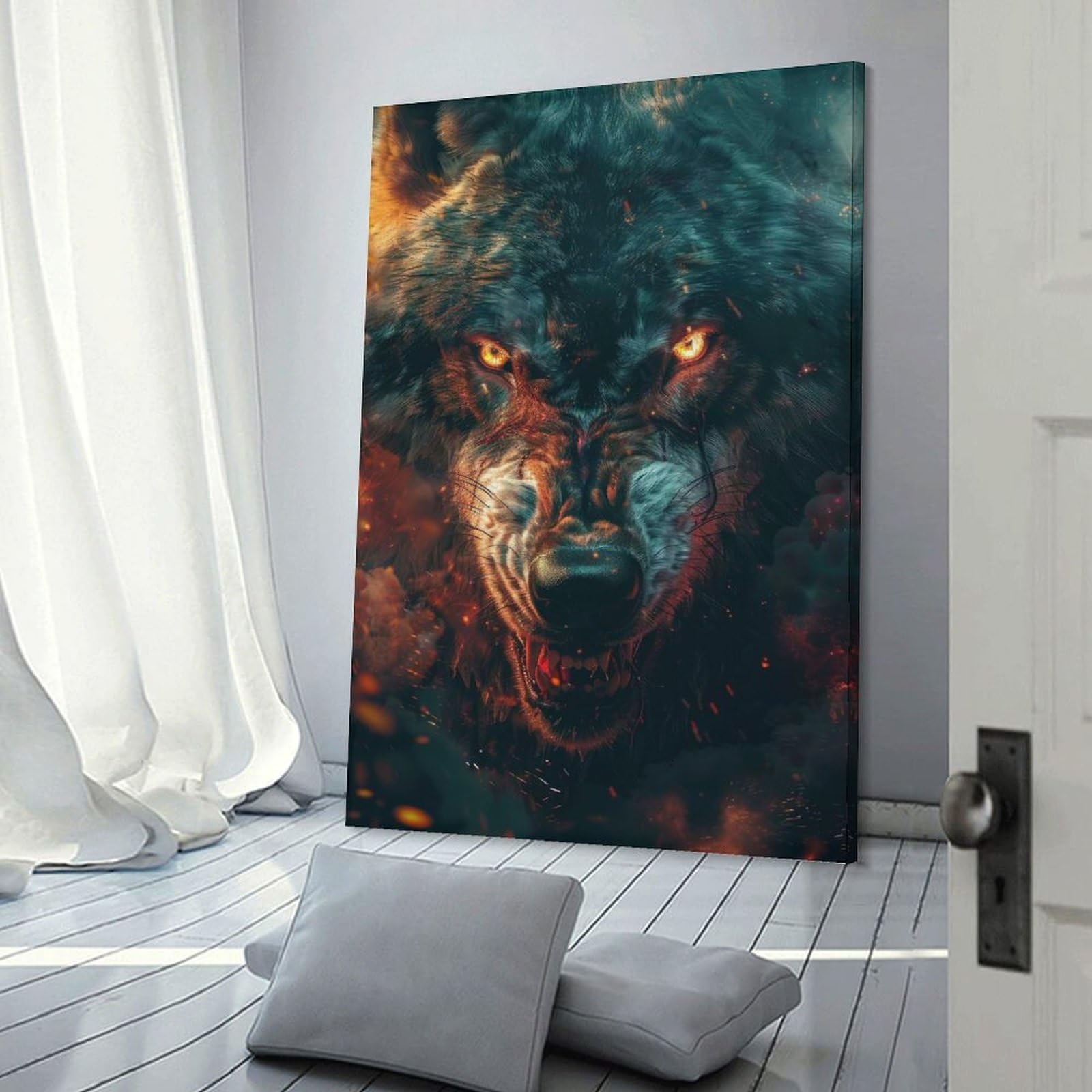Junmoney Evil Werewolf Canvas Art Print 20x30inch(50x75cm), for New Homes, Bedrooms Or Workspaces, Gift Idea for Housewarming And Birthdays