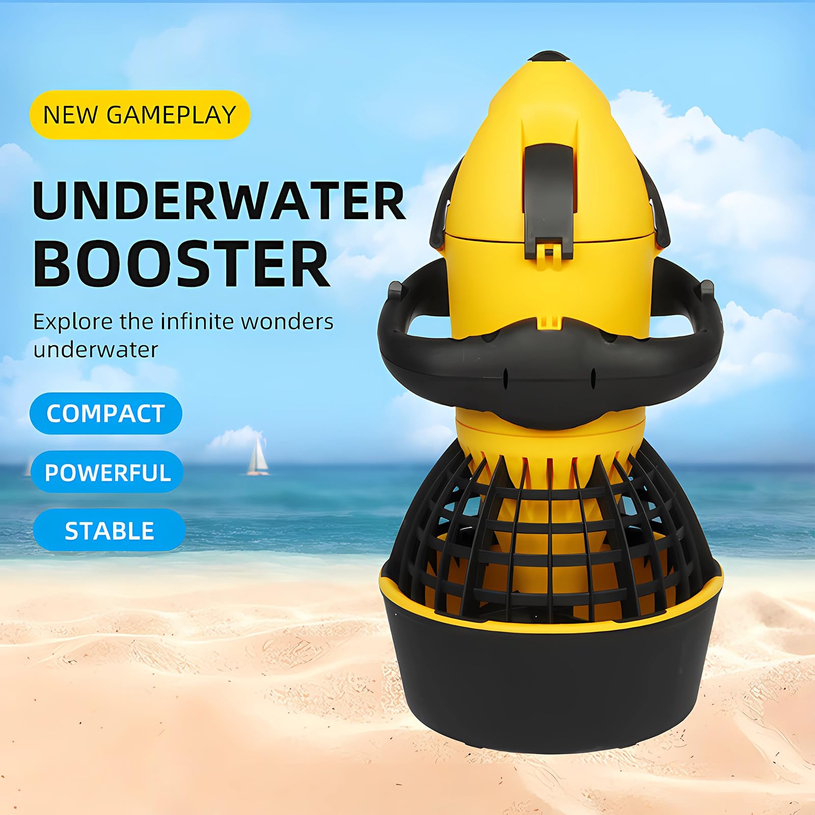 Monopattino subacqueo portatile, motore spazzolato da 500 W, propulsore subacqueo, leggero e facile da trasportare, attrezzatura di propulsione subacquea per spiaggia
