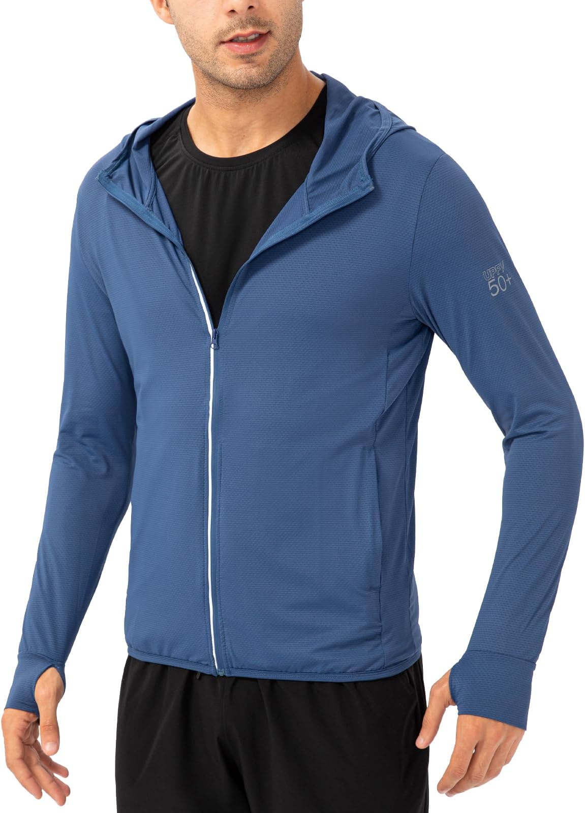 MaisleyUPF 50+ Sun Protection Men's Hoodies Sports Jakcets Long Sleeve Zip Up Performance Sunwear Running Casual Quick Dry Lightweight Outdoor Tops