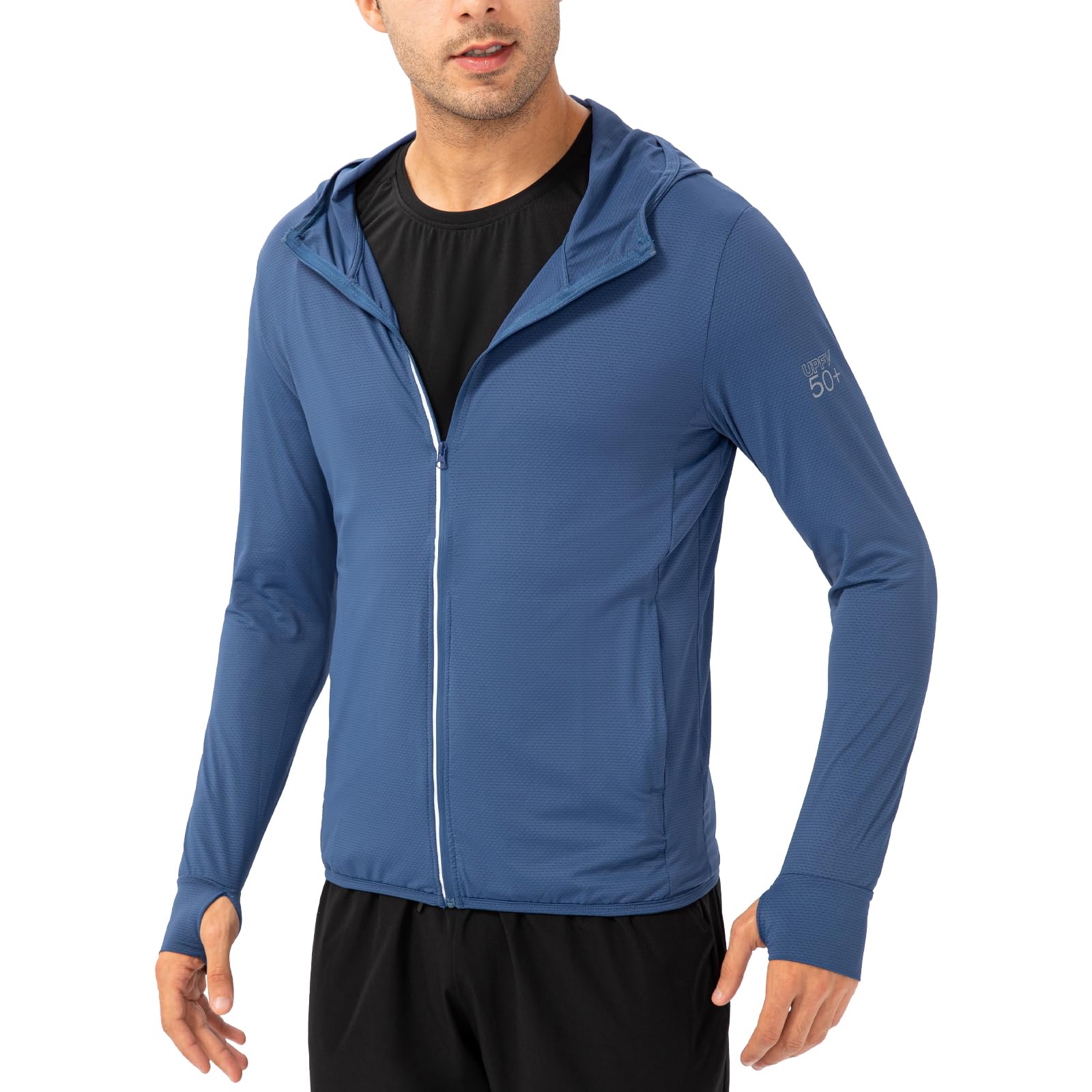 MaisleyUPF 50+ Sun Protection Men's Hoodies Sports Jakcets Long Sleeve Zip Up Performance Sunwear Running Casual Quick Dry Lightweight Outdoor Tops