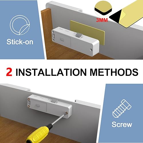 Vista 36 de eLinkSmart - Cerradura de gabinete oculta para cajón con tarjeta RFID NFC para niños, puerta de armario de seguridad, cocina, despensa, muebles