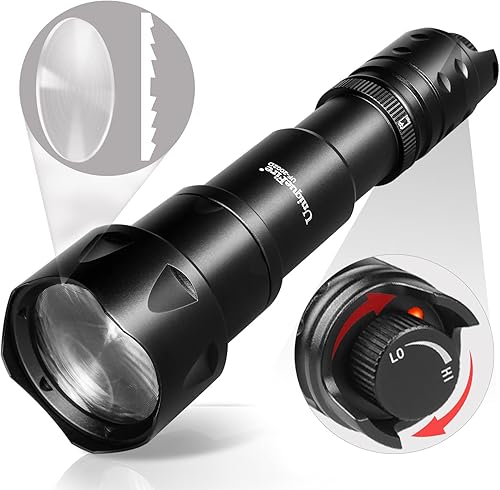 UniqueFire Linterna iluminadora IR de 850 nm para visión nocturna, lente Fresnel linterna infrarroja con zoom con interruptor de atenuación rápido,