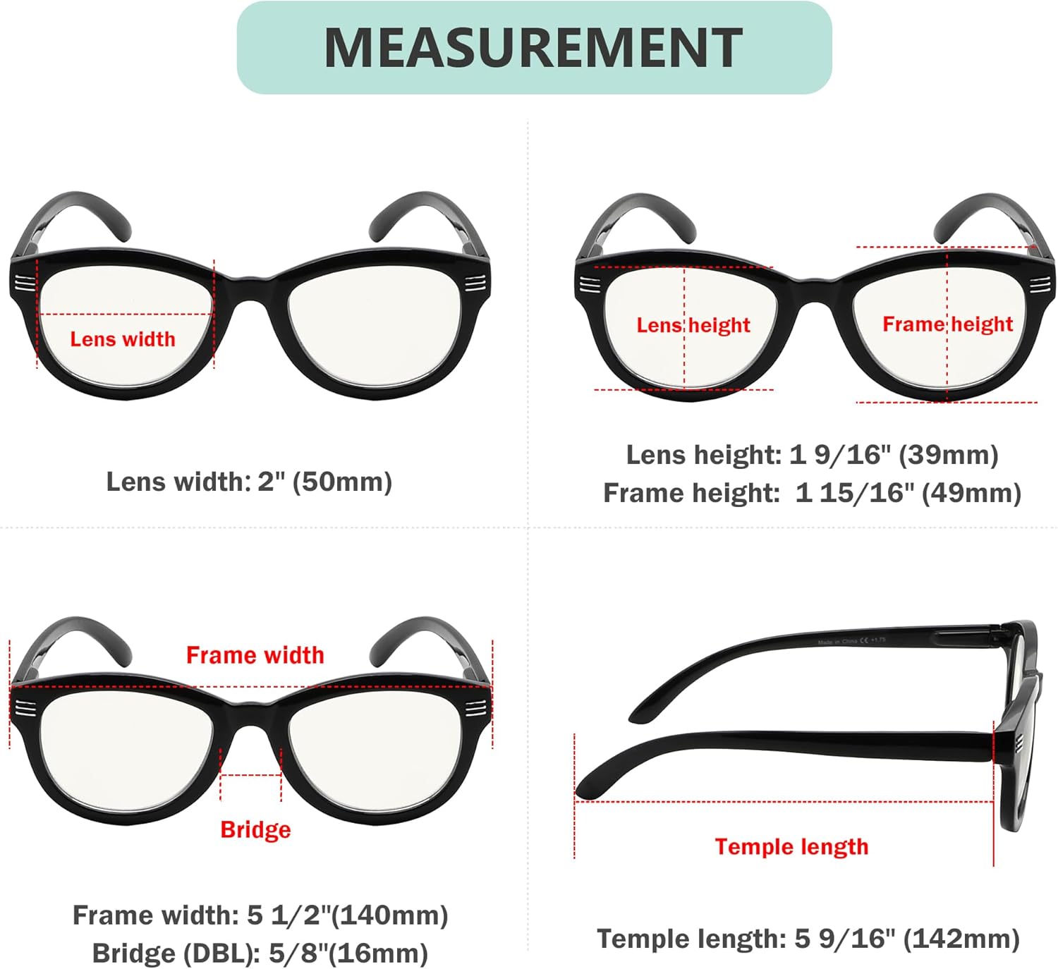 Eyekepper 4-Pack Progressive Multifocus Reading Glasses Blue Light Blocking for Women Cateye Multifocal Readers +3.0