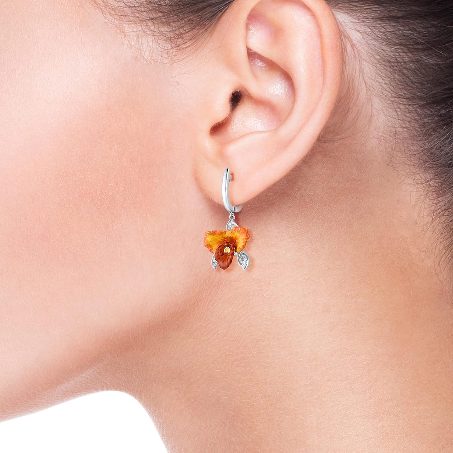 Santuzza Enamel Gemston Flower 925 Sterling Silvere Earrings - Image 5