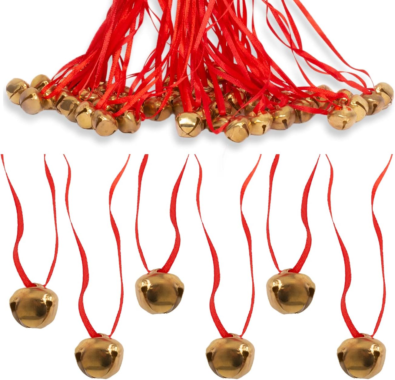 Jingle Bell Necklaces - 48 Pc - Bulk Christmas Necklaces - Gold Bell Necklaces - Funny Party Hats - Image 6