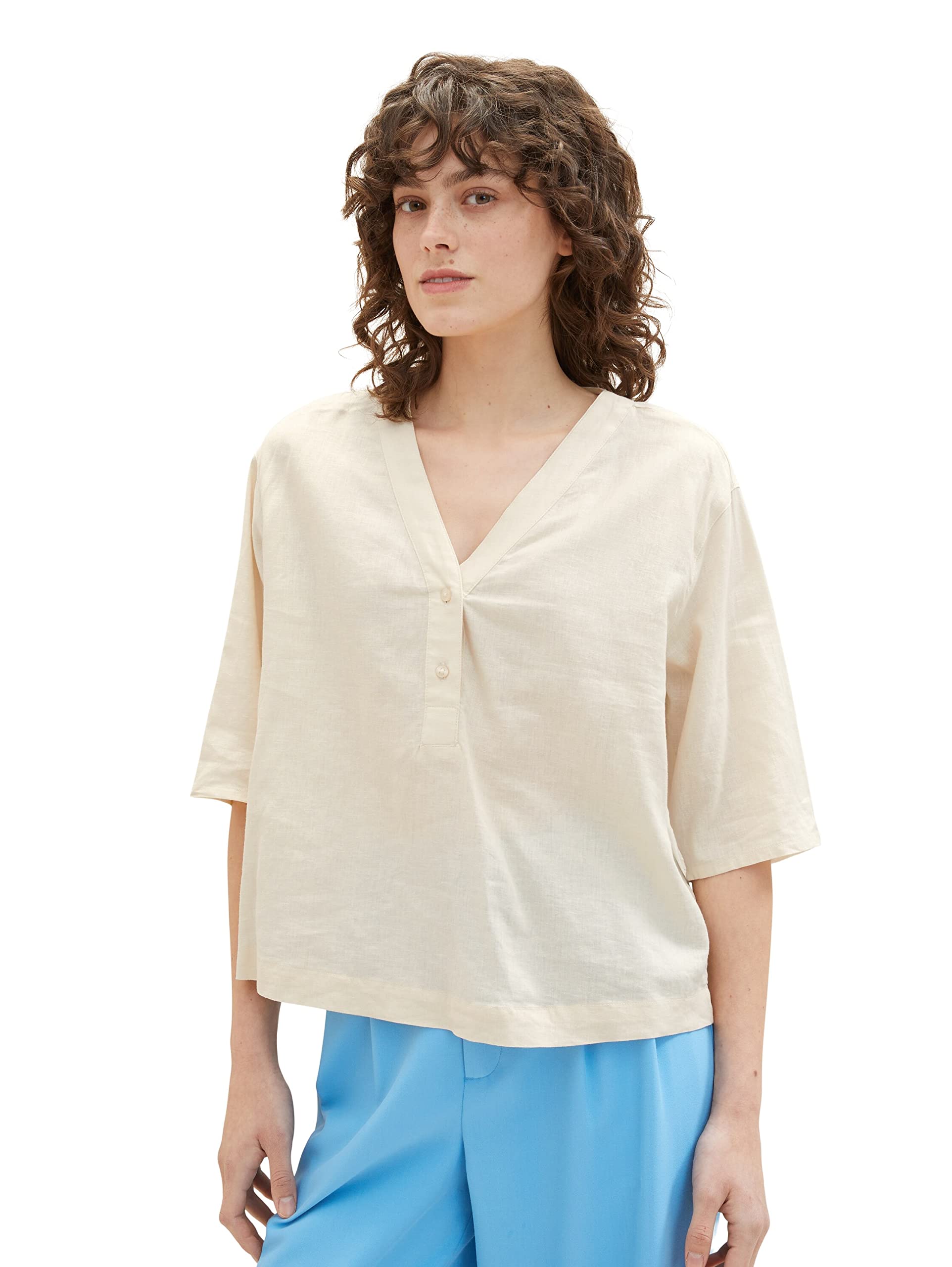 TOM TAILOR Women's 1036703 Blouse, 31649 - Ivory Ecru, 34