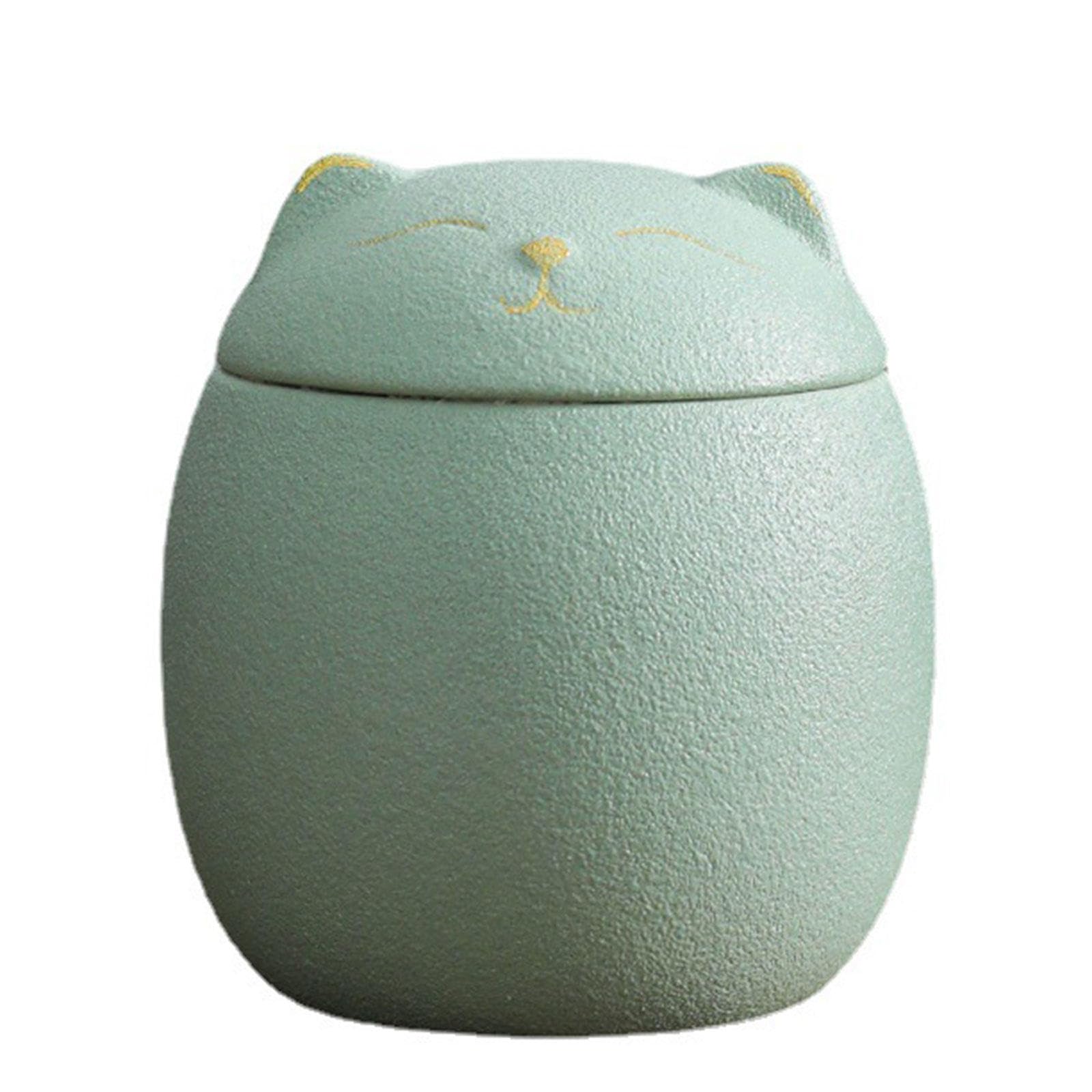 GPDNBIEU Ceramic urns, for Cat Dog Ashes Human, Decorative Keepsake Urn, Miniature Memorial Funeral for Sharing(Green,Medium)