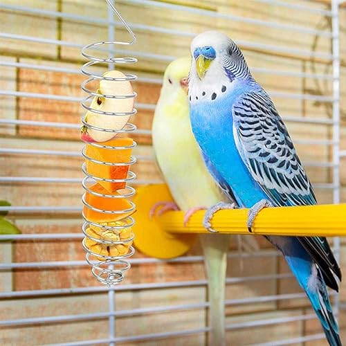 Miniatura 5 de KLKCMS Soporte de comida para pájaros,Loros forrajeando juguetes para,Colgando comederos inoxidables,Cesta de comida para pájaros para frutas y