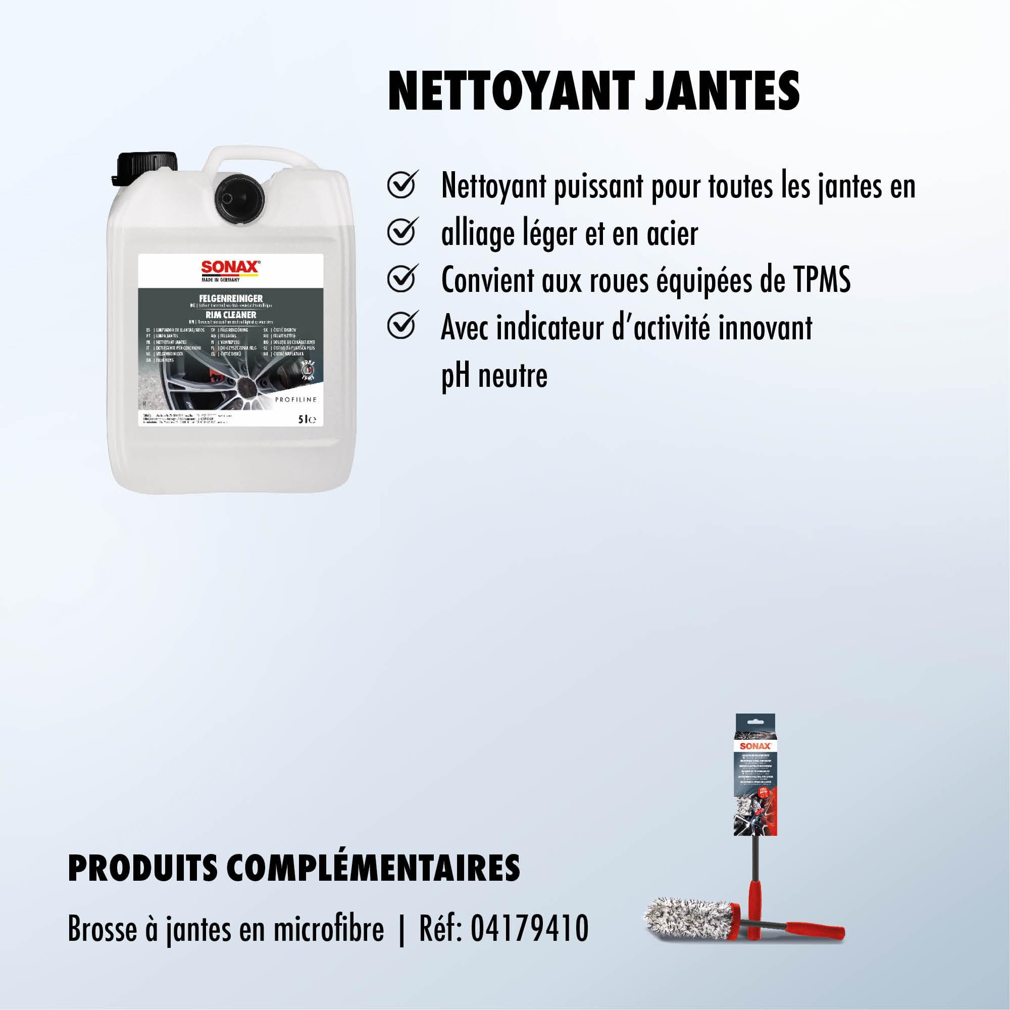 SONAX Nettoyant pour Jantes (5 litres) nettoyant Puissant pour Jantes métalliques Alliage et chromées | Réf: 02305000