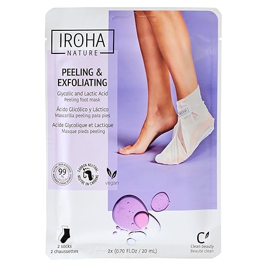 Iroha Nature - Calcetines PEELING y EXFOLIANTES con Ácido Glicólico, Exfoliación durezas, Ideal pies secos