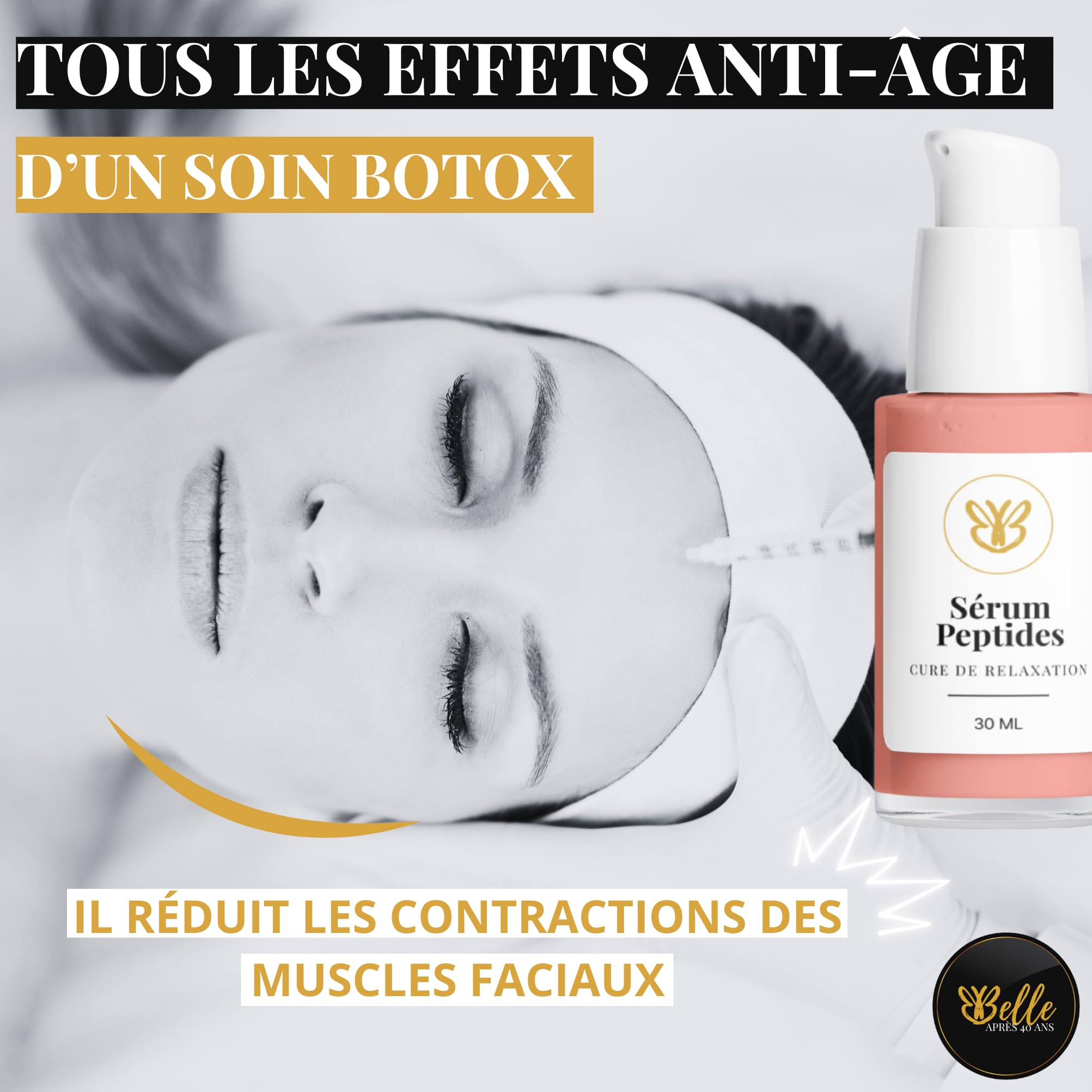 Sérum Botox-Like – Certifié Ecocert – 100% Naturel – Liftant, Lissant & Raffermissant – Anti-Rides Visage, Yeux & Cou – Peau Mature