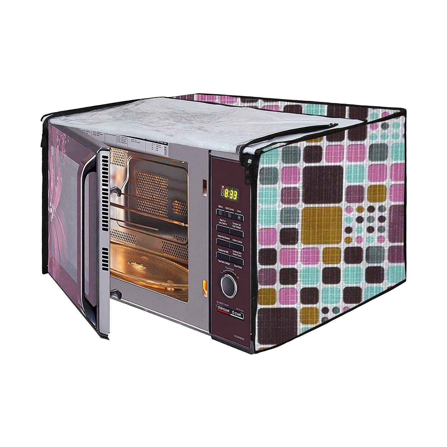 Microwave Oven Cover for LG 21 Litre Convection Waterproof & Dustproof PVC | Heat Resistant, Stainproof & Washable | Decorative Kitchen Appliance Cover (49 cm X 43 cm X 29 cm) pr26