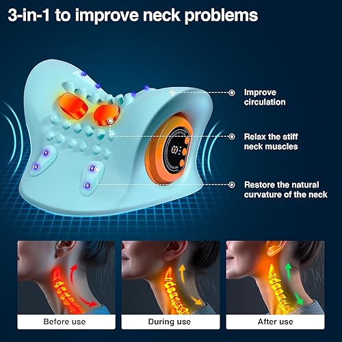 Miniatura 3 de Neck Massager 2025, Neck Stretcher Cervical Traction with Heat, 3 Modes, Portable Massage Neck Hump Corrector for Pain Relief and Muscle Relax, 26