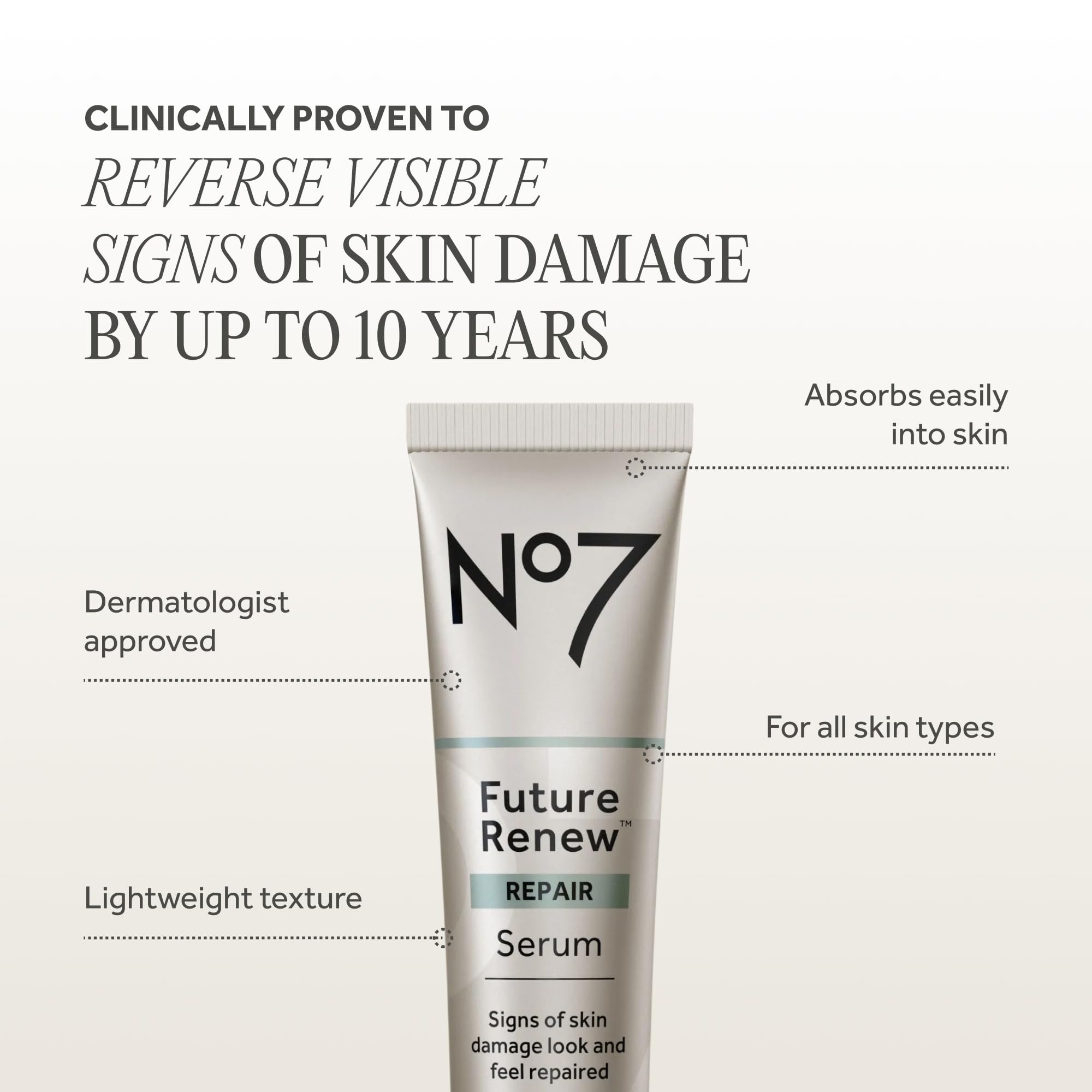 No7 Future Renew Damage Reversal Face Serum, 1.69 Fl Oz