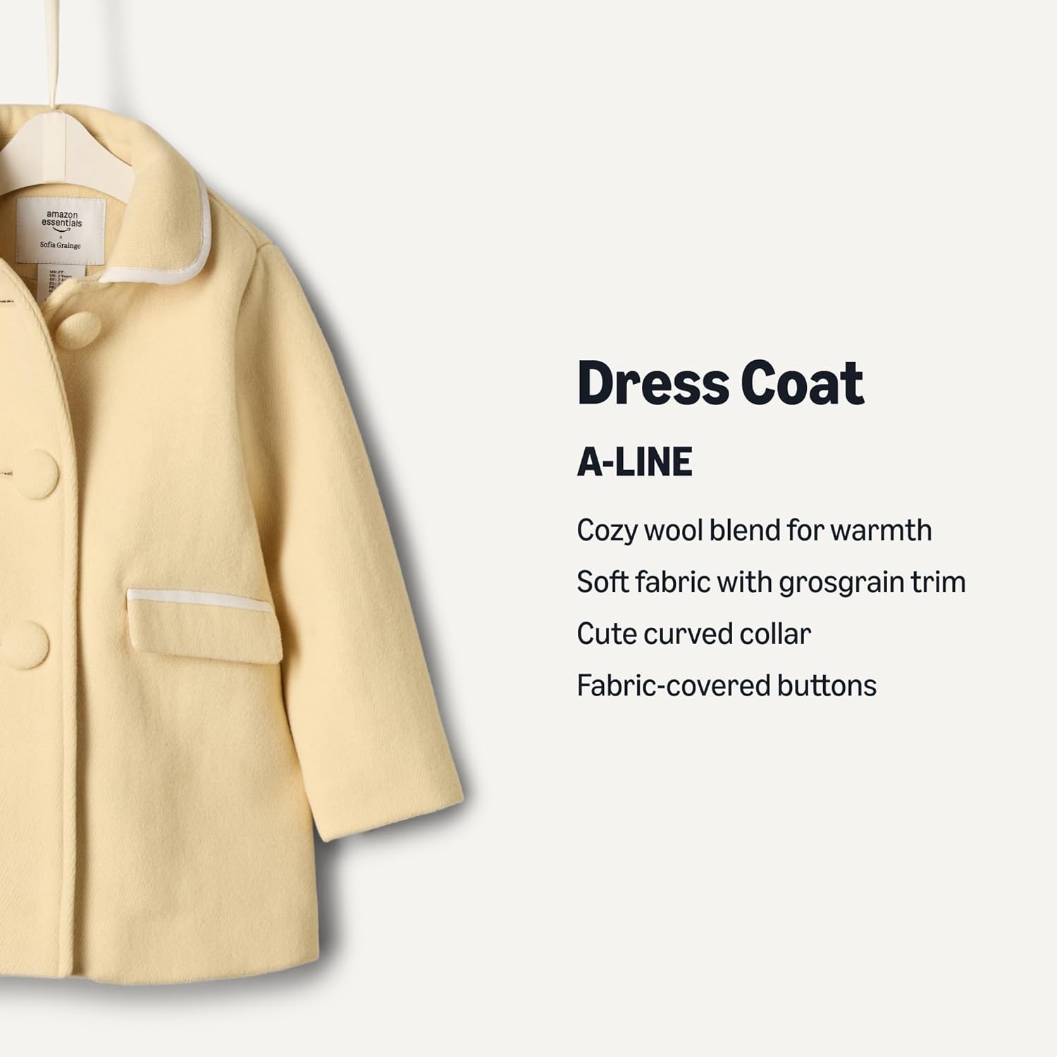 Amazon Essentials x Sofia Grainge Toddler and Baby Girls' Wool Blend Coat - Image 3