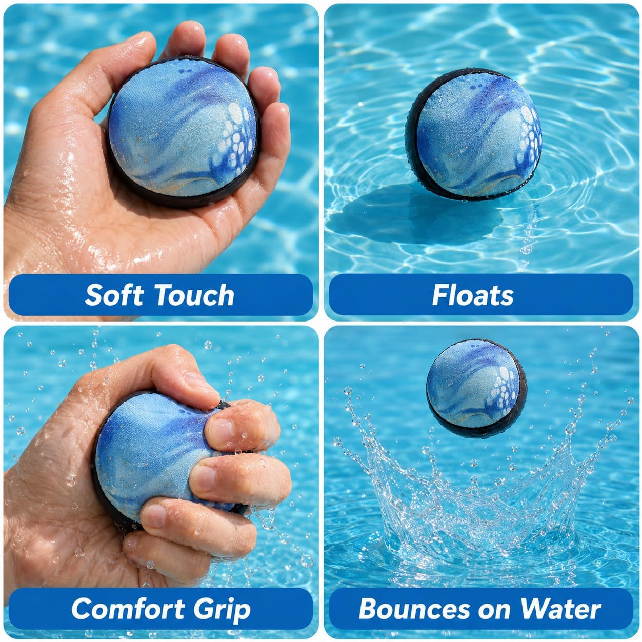 Water Baseball Glove and Ball Set with Mesh Storage Bag, 2 Catch Water Gloves with Adjustable Straps, Floating Balls for Pool Sports, Beach Games, Water Games for Teens and Adults