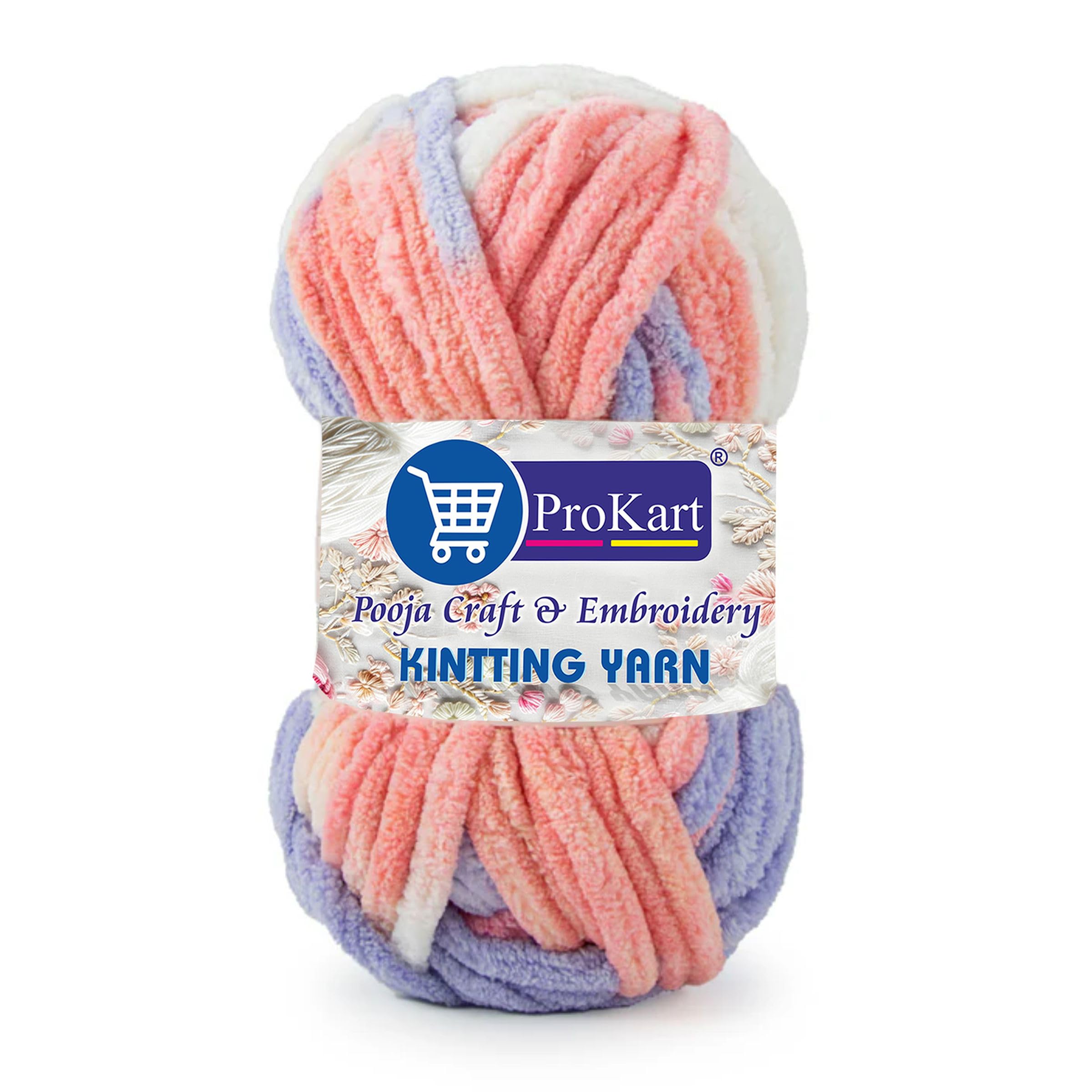 ProKart Blanket Yarn Supersoft Knitting Wool Ball | Plush & Cuddly, Chenille Yarn | (1 Ball/100 Gram Each) | Multi Colour Hand Knitting and Crocheting Yarn Ball Suitable for Craft, Sweaters, Babywear, Baby Blankets (Multicolor- MLB006, Pack of 2)