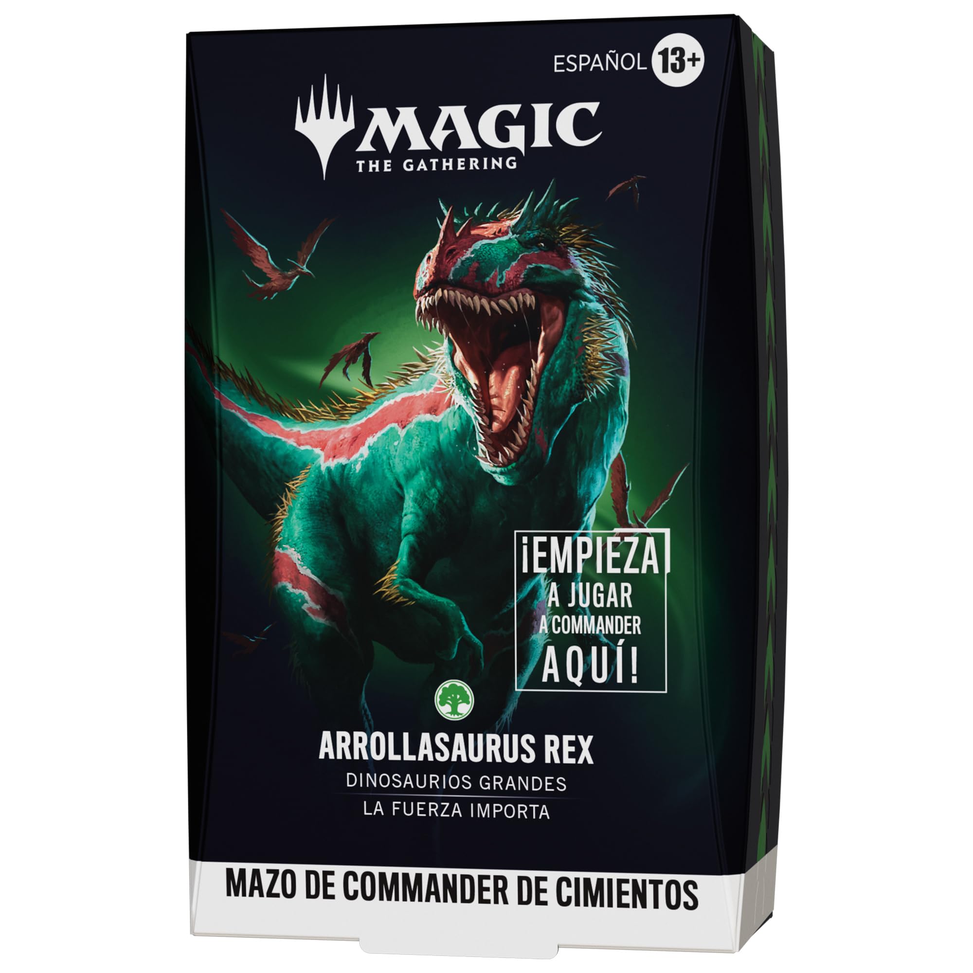 Mazo de Commander de Magic: The Gathering - Cimientos: Arrollasaurus Rex | Mazo de 100 Cartas y Accesorios (Versión en Español)