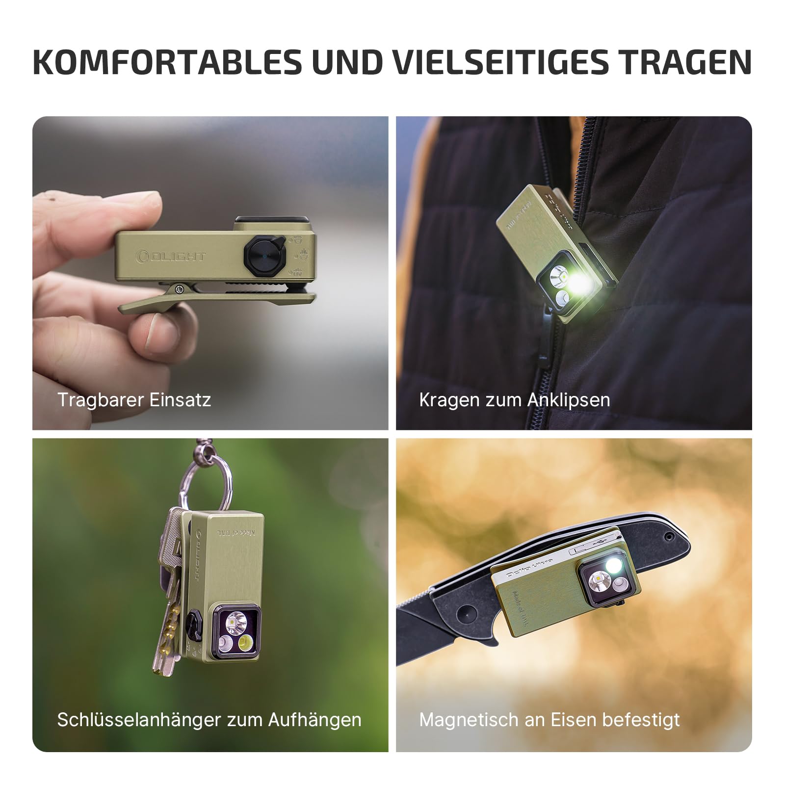 OLIGHT Oclip Ultra Mini LED z klipsem składa się z reflektora, światła skupionego i światła UV, latarki EDC o mocy 530 LM z akumulatorem USB-C, latarki błyskowej IPX6