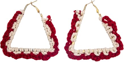 JCGI® Handmade Crochet Earring for Women Girl Fashion Jewelry Accessorie gift for her (Red-White)