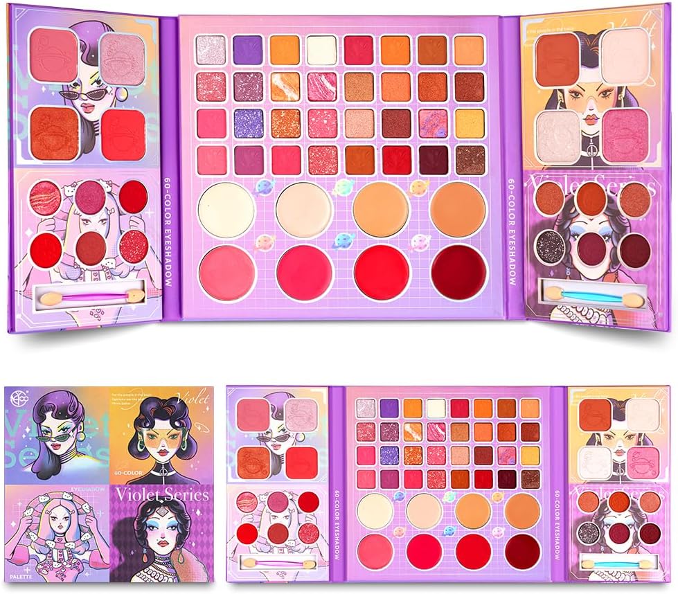 Make-up sets voor meisjes, 60 kleuren wasbare make-up kit voor kinderen, niet-giftige cosmetische schoonheidsset, cadeau voor kinderen, prinses doen alsof spelen spelletjes speelgoed verjaardag