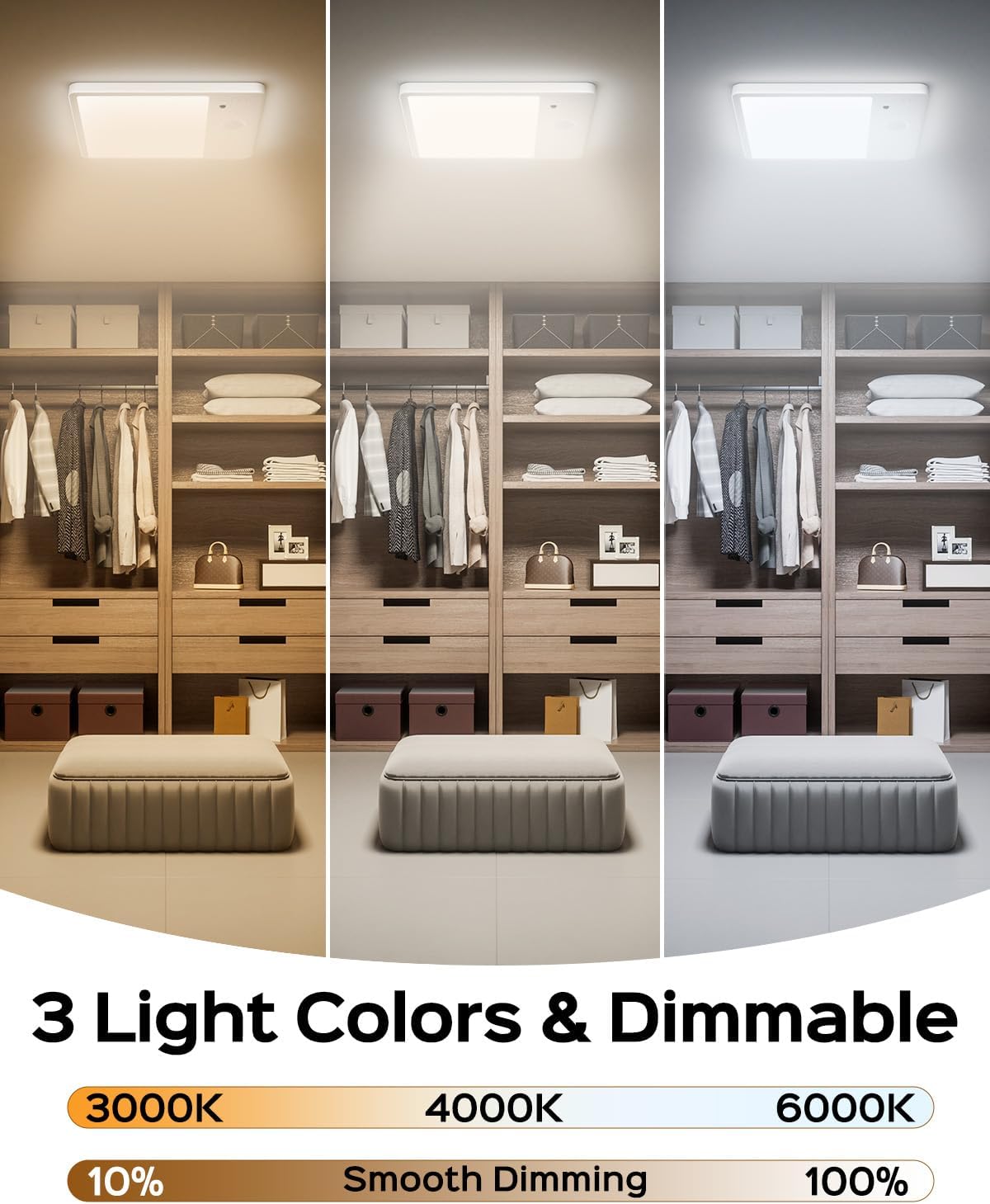 JACKYLED 2 Pack New Upgraded Rechargeable Motion Sensor Ceiling Light with Remote,8000mAh Magnetic Wireless Ceiling Lights Battery Operated,LED Shower Lights for Stairs Pantry Hallway Porch