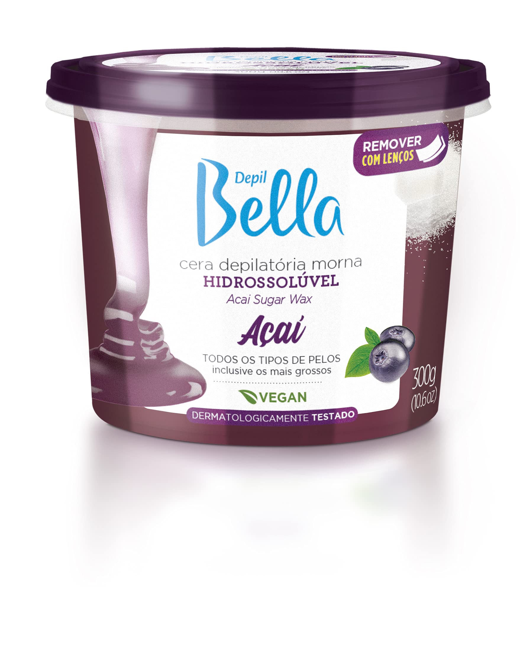Cera Depilatória Hidrossolúvel Natural Açaí Pelos Grossos - 300G
