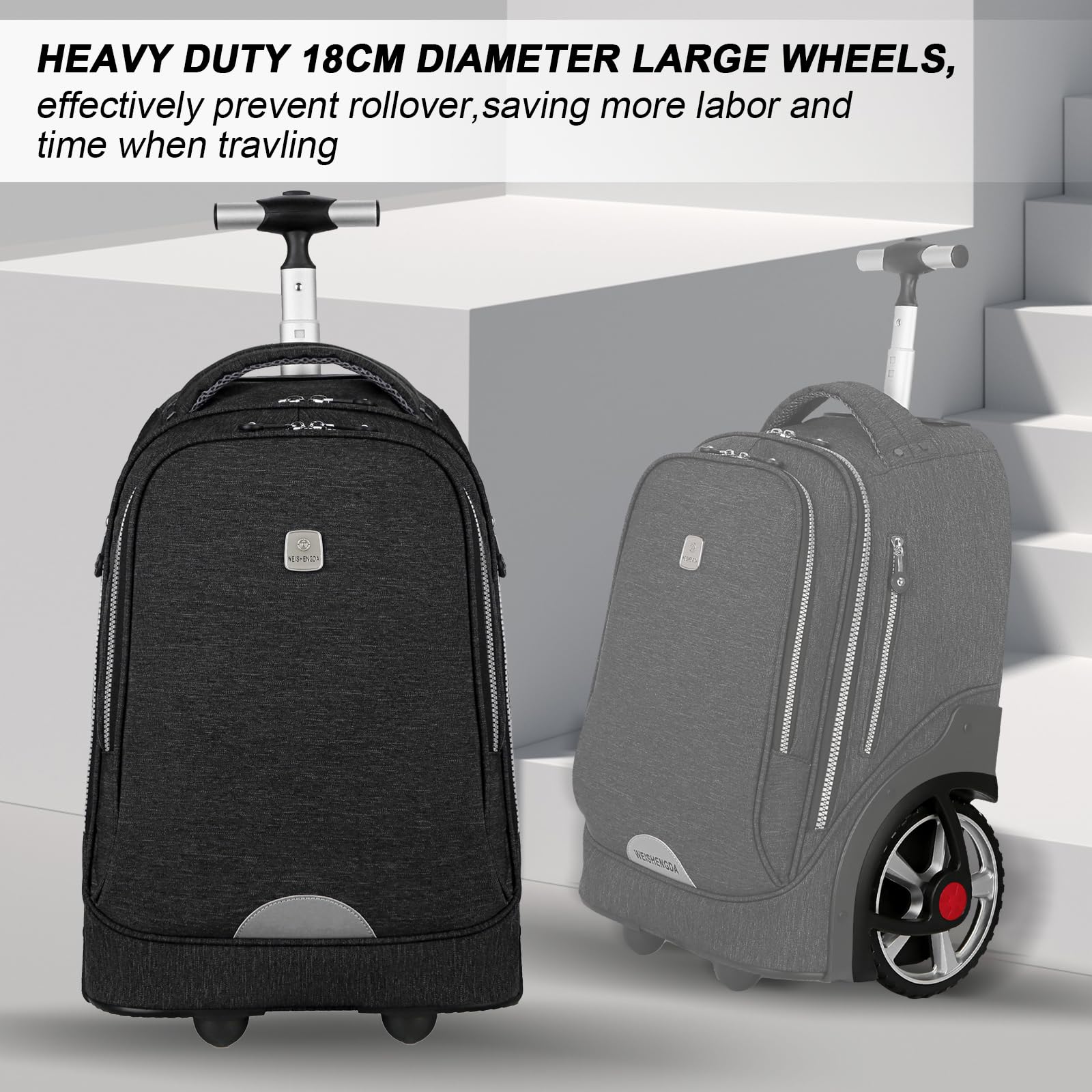 Hivexagon aptop Trolley, Laptoptasche mit Rollen, tragbare Laptoptasche, wasserabweisend, stilvoll, stabil, langlebig, leise Räder, einfaches Treppensteigen für Studentenreisen und Geschäftsreisen