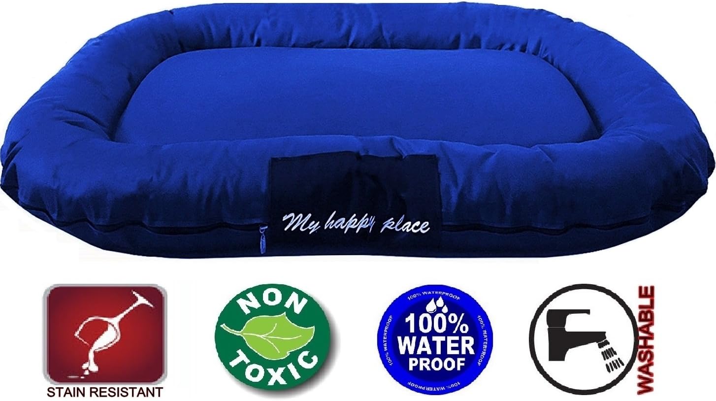 review Luxury Orthopedic Solid Memory Foam Pet Bed Pad with External Strong Tough Oxford Waterproof Cover Case for Small to Extra Large Dog (48x30 inches, Navy)