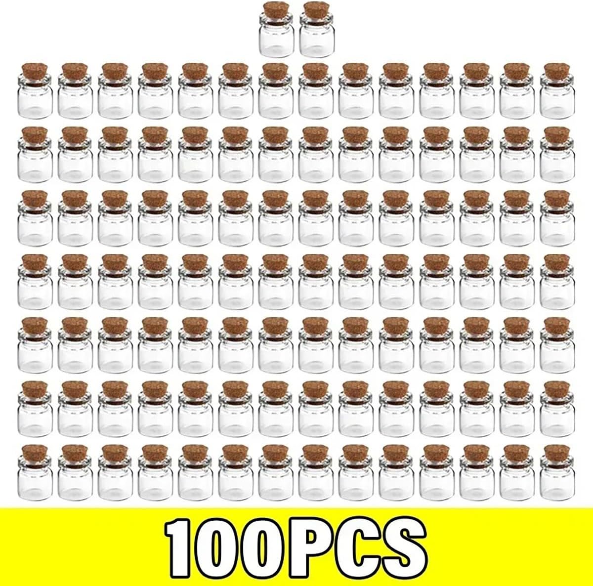 Mini Glass Bottles with Cork Stopper DIY Empty Vials Cork Message Wishing Bottle Birthday Wedding Party Decor Favors,100PCS