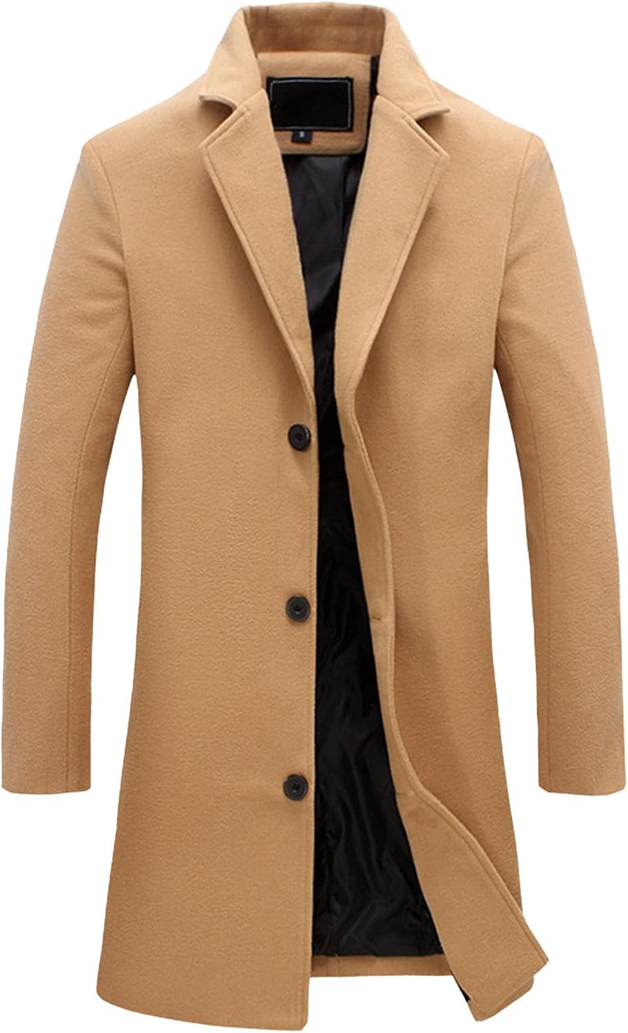 Men'S Trench Coat Long Wool Coat Casual Single Breasted Business Dowm Jacket Warm Winter Overcoat Top Pea Coat