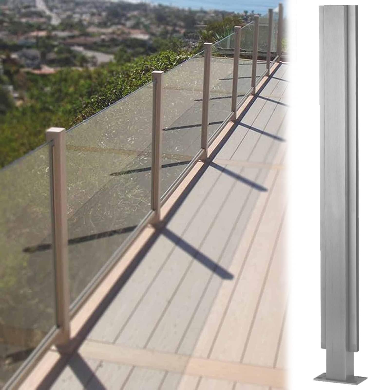 Poteau central garde-corps verre en acier inoxydable 304 de haute finition