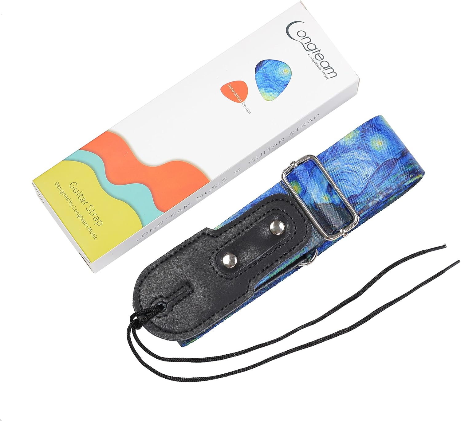 Longteam Guitar Strap With Vincent Van Gogh Starry Sky Pattern For Acoustic, Electric Guitar