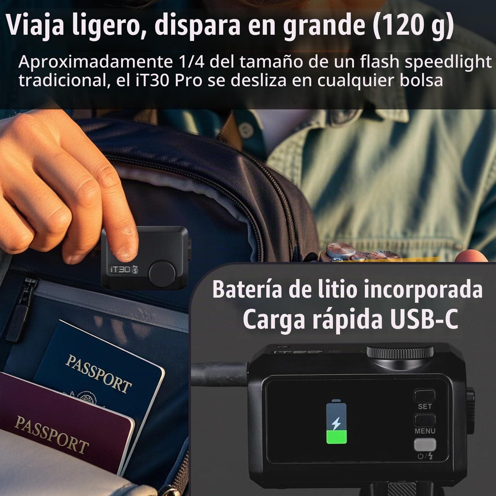 Flash Godox IT30Pro C para Canon, IT30ProC IT30PROC TTL HSS 1/8000s Mini Flash Camera, Compatible con Cámara Canon EOS R RP R5 R6 R3 R7 R8 R10 R100 M3 M5 M6 M50 R5 Mark II R6 Mark II