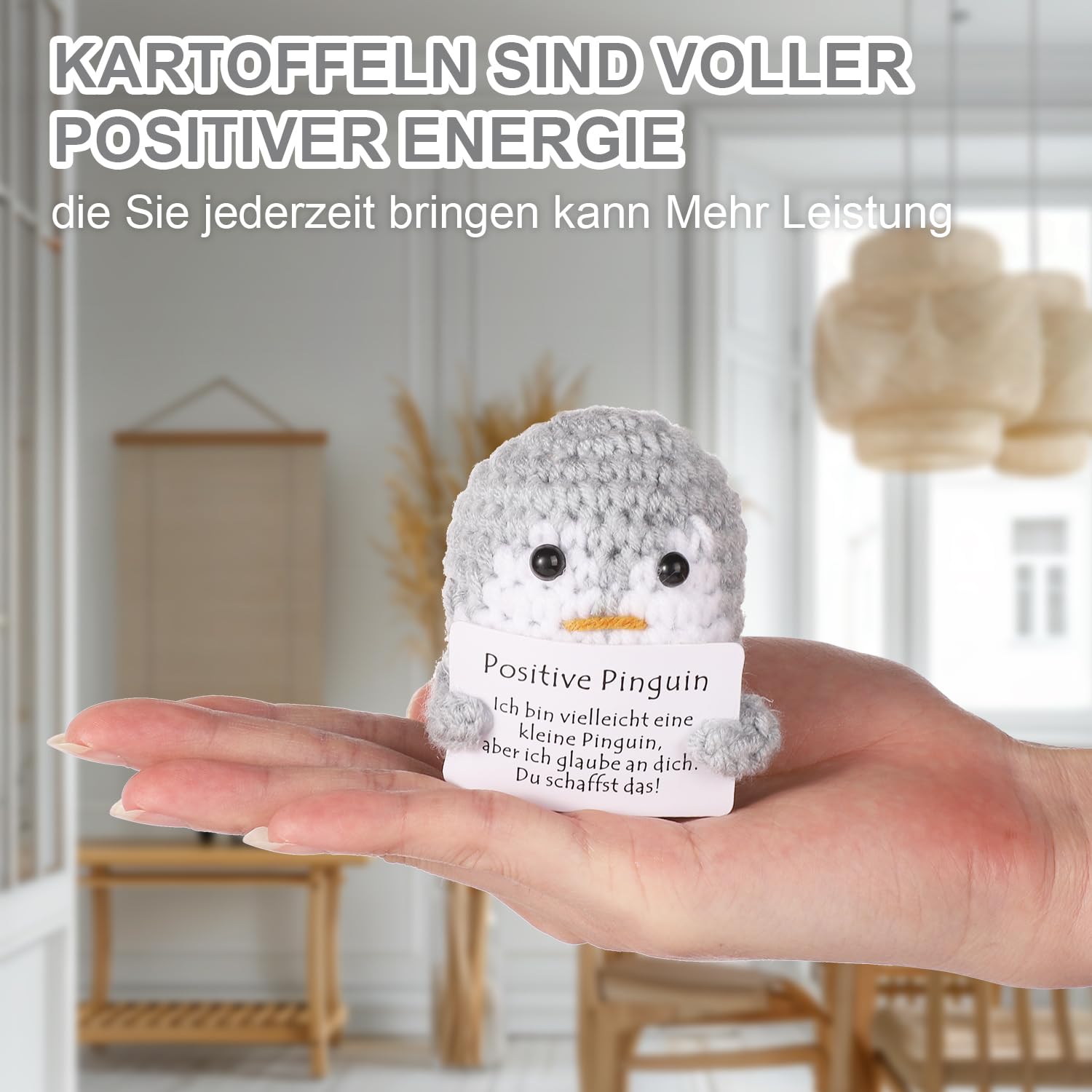 Süßer Positiver Pinguin Mit Ananas-Karte – Handgestricktes Mini-Spielzeug Als Ermutigungsgeschenk
