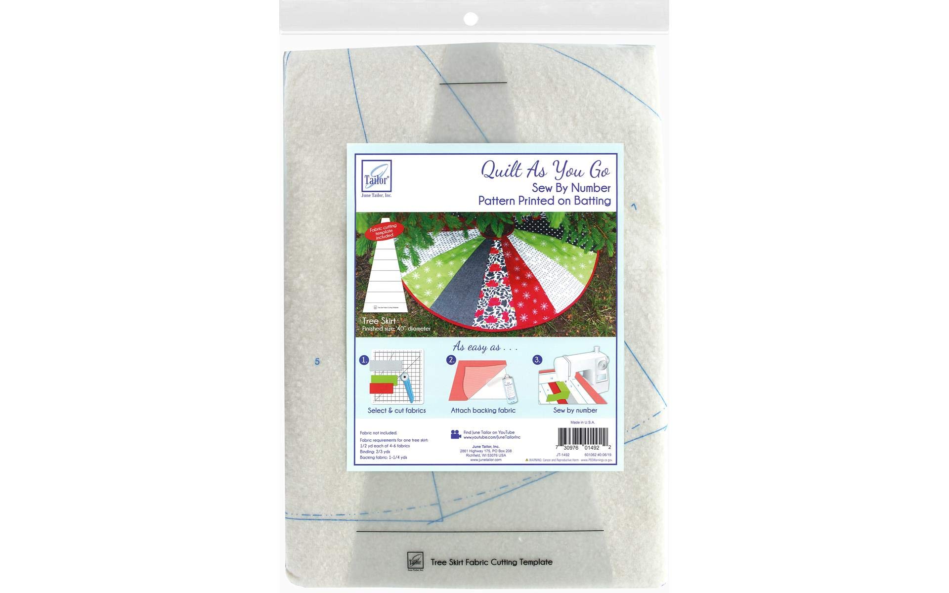 June Tailor Fur Quilt As You Go Tree Skirt-Pattern 40" Diameter 1/Pkg