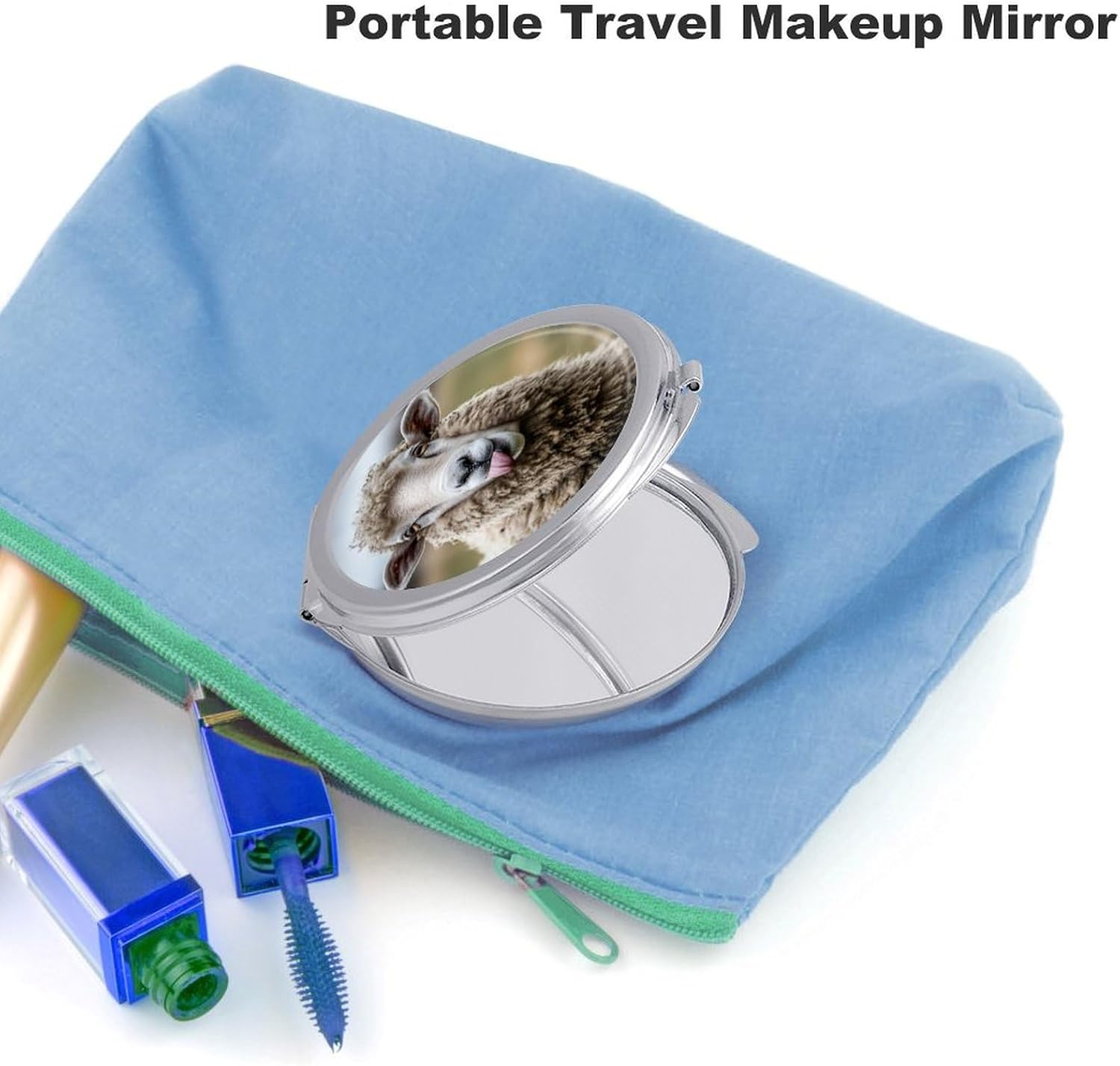 Funny Sheep Compact Makeup Mirror Mini Foldable Cosmetic Mirror Portable Travel Mirror for Purse Pocket