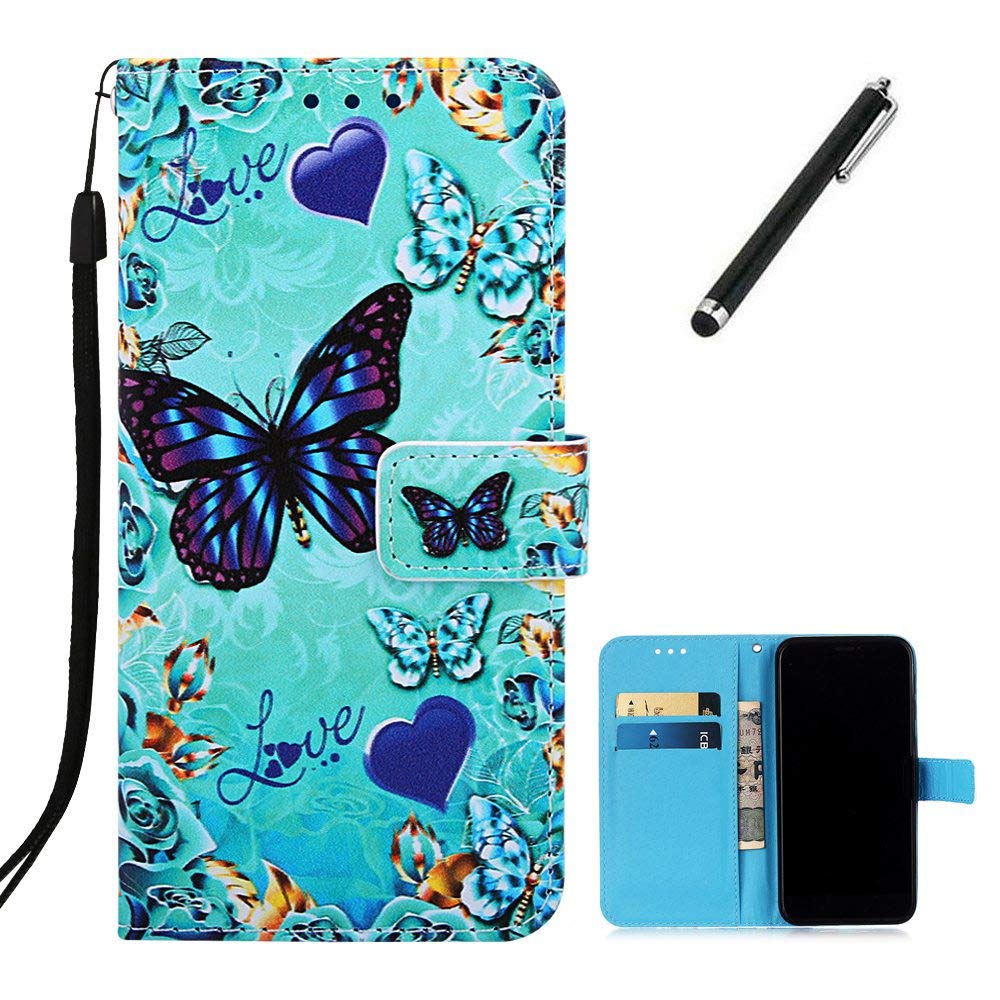 Beddouuk iPhone Xs MAX Leather Wallet Case with Kickstand Credit Card Holder Magnetic Closure,Shockproof TPU Bumper Flip Protective Case Cover for iPhone Xs MAX-Love Butterfly