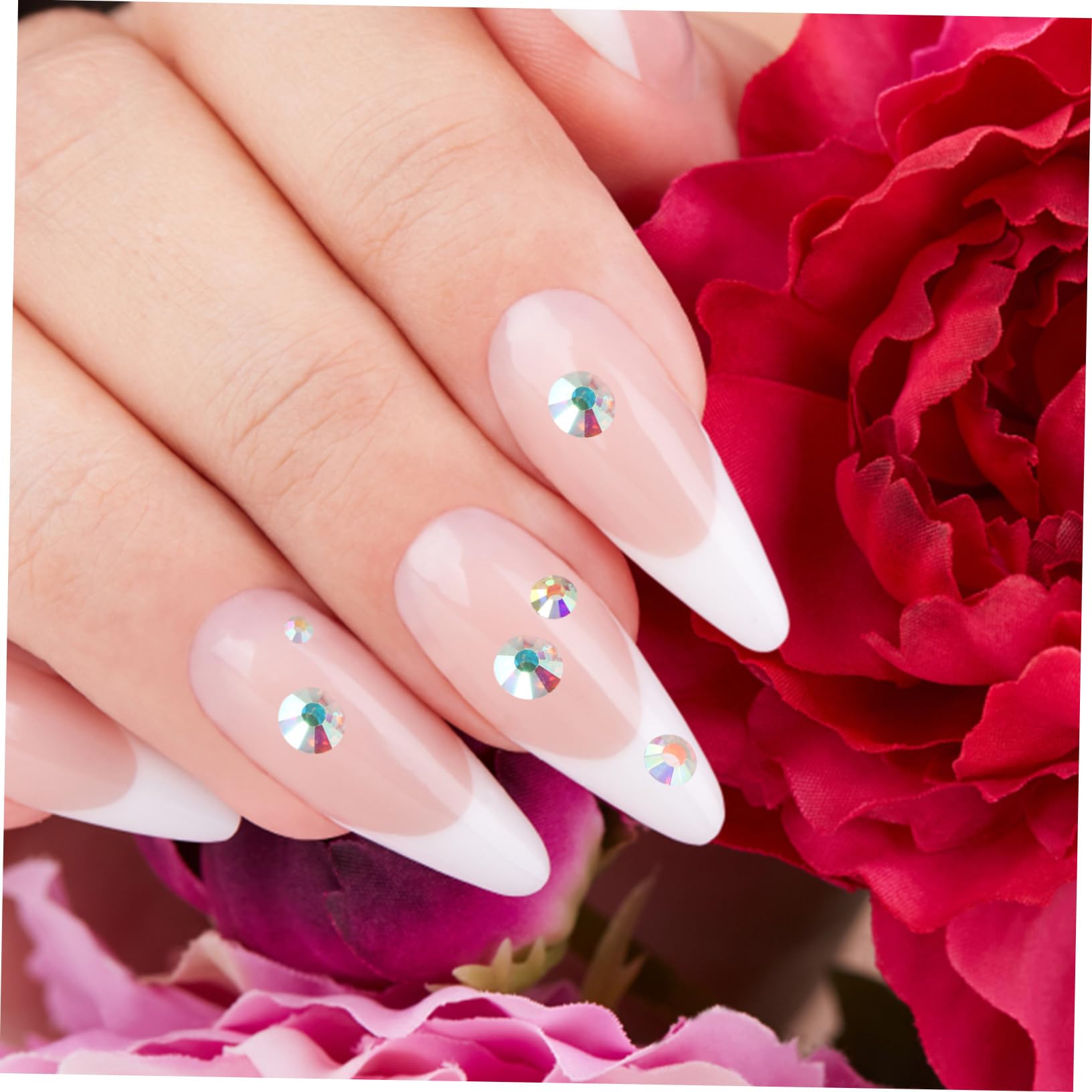 NULYLU 12-Pack Flatback Acrylic Nail Beads Rhinestones for Crafting Nail Art Gems Kit Tools Jewel Decor for DIY