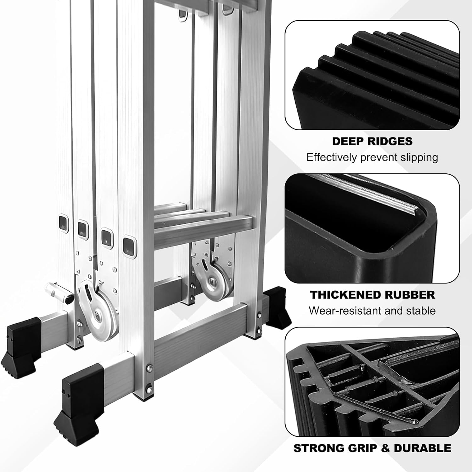 PATIKIL Ladder Non Slip Feet Mat (62x16.5mm) (2Pcs), Rubber Step Ladder Foot Pads Cover Cushion Replacement, Suit for Telescopic Folding Extension Ladders