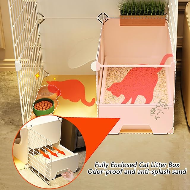 Foto 4 de 7 de Jaula para Gatos de Interior, recintos para Gatos con Rueda, Parque Infantil para Gatos, Cerca para Gatos
