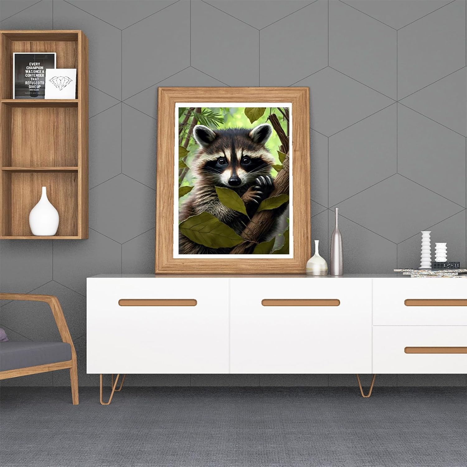 IPISSOI Diamond Painting Kits, Forest Raccoon Diamond Painting, Animal Gem Art Cross Stitch for Adults, for Room Decor Classroom Decor Home Decor Gift for Stress Relief 12x16 inch