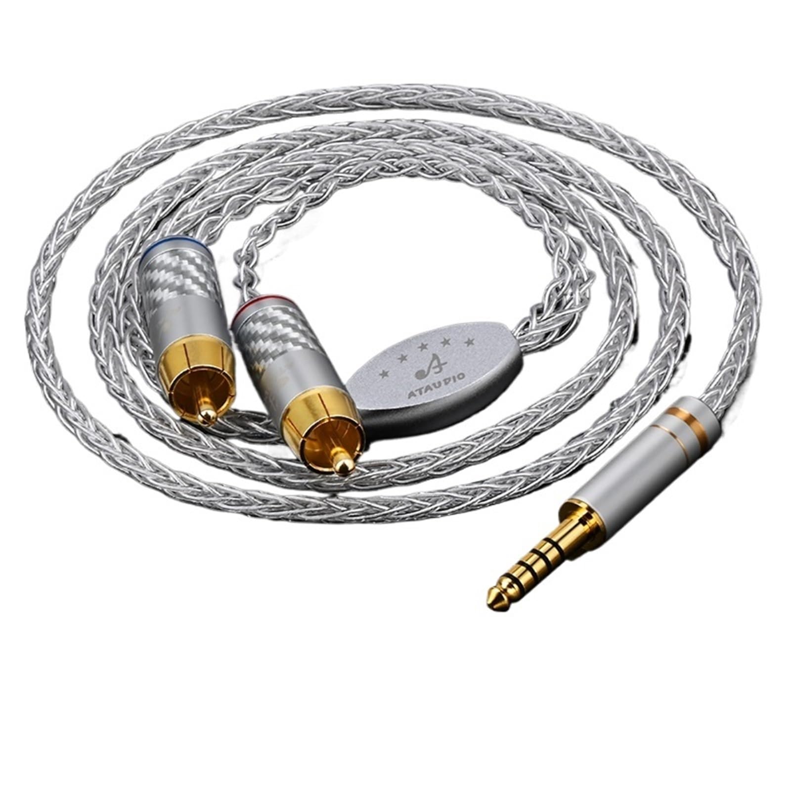 Kabel audio HiFi z gniazdem 4,4 mm, zrównoważony interfejs 4,4 do 2 RCAA, kabel sygnałowy do słuchawek, wzmacniacz 4,4 mm do 2 RCA (1 m)