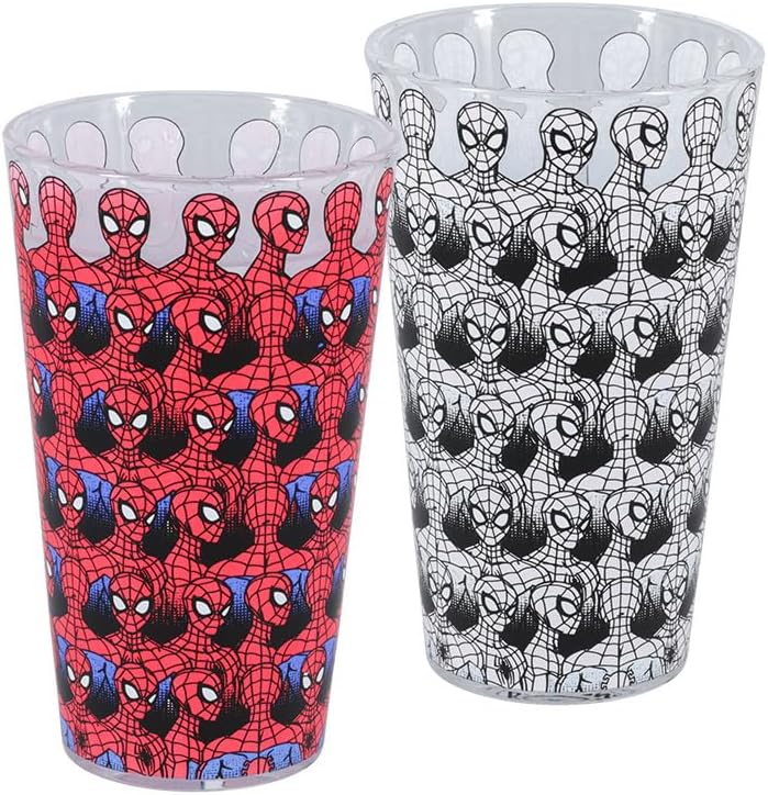 Paladone Spider-Man Cold Changing Glass Officially Licensed Marvel Merchandise 440ml Icon Cup Superhero Design Tapered Drinking Glass, Comic Fans Home and Kitchen Decor Drinkware